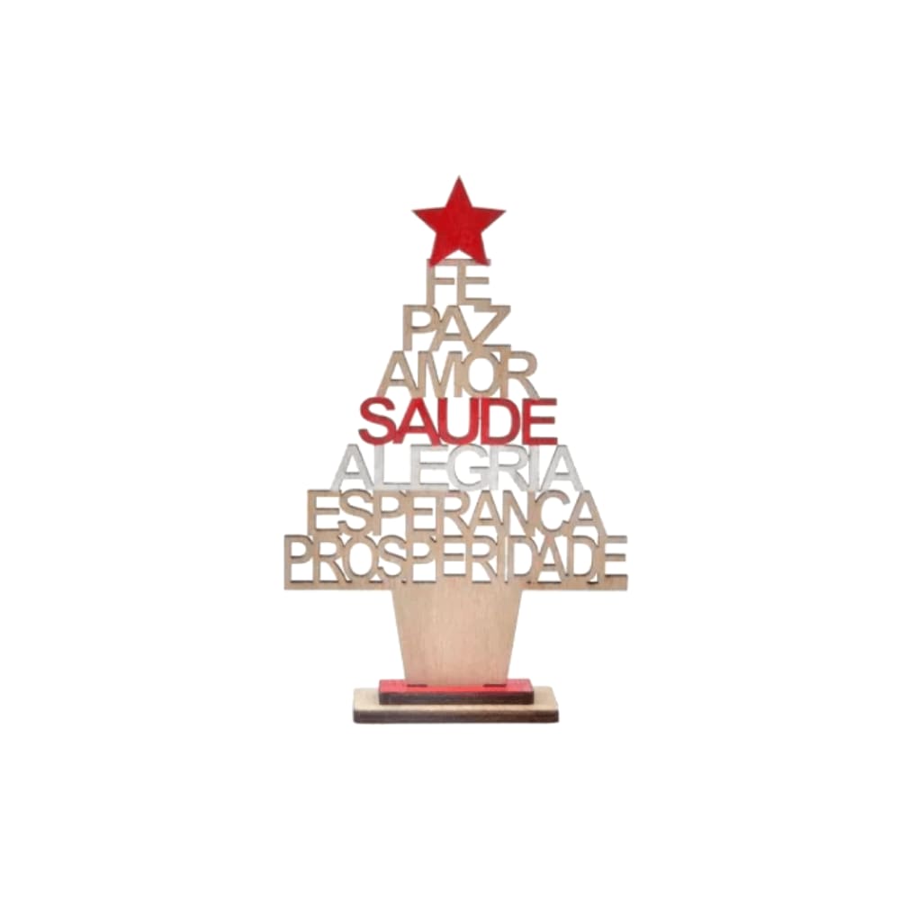 Enfeite Árvore De Natal Dos Desejos Pequena 18cm Em Madeira