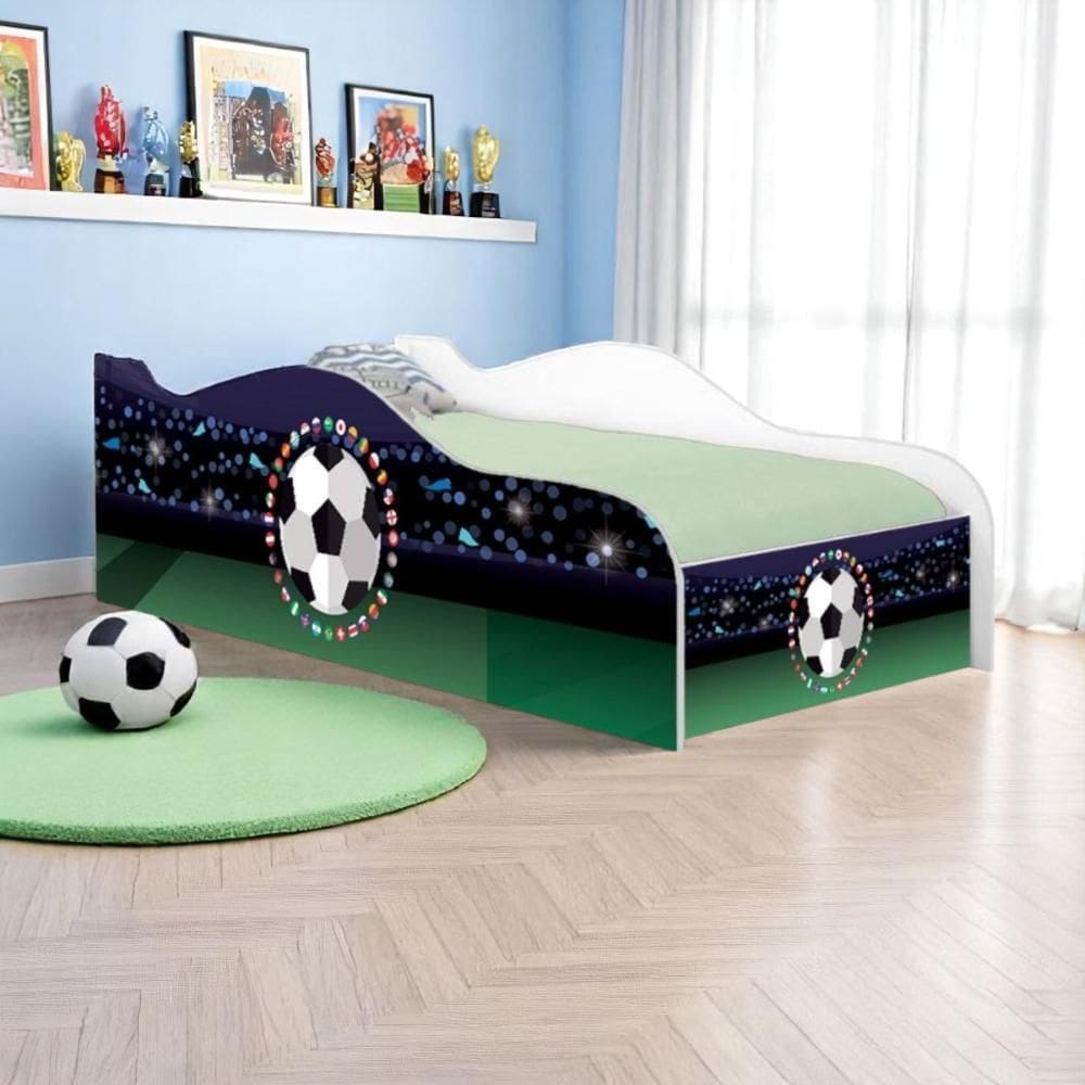 Cama Carro Solteiro Joy Futebol Bandeiras Solteiro