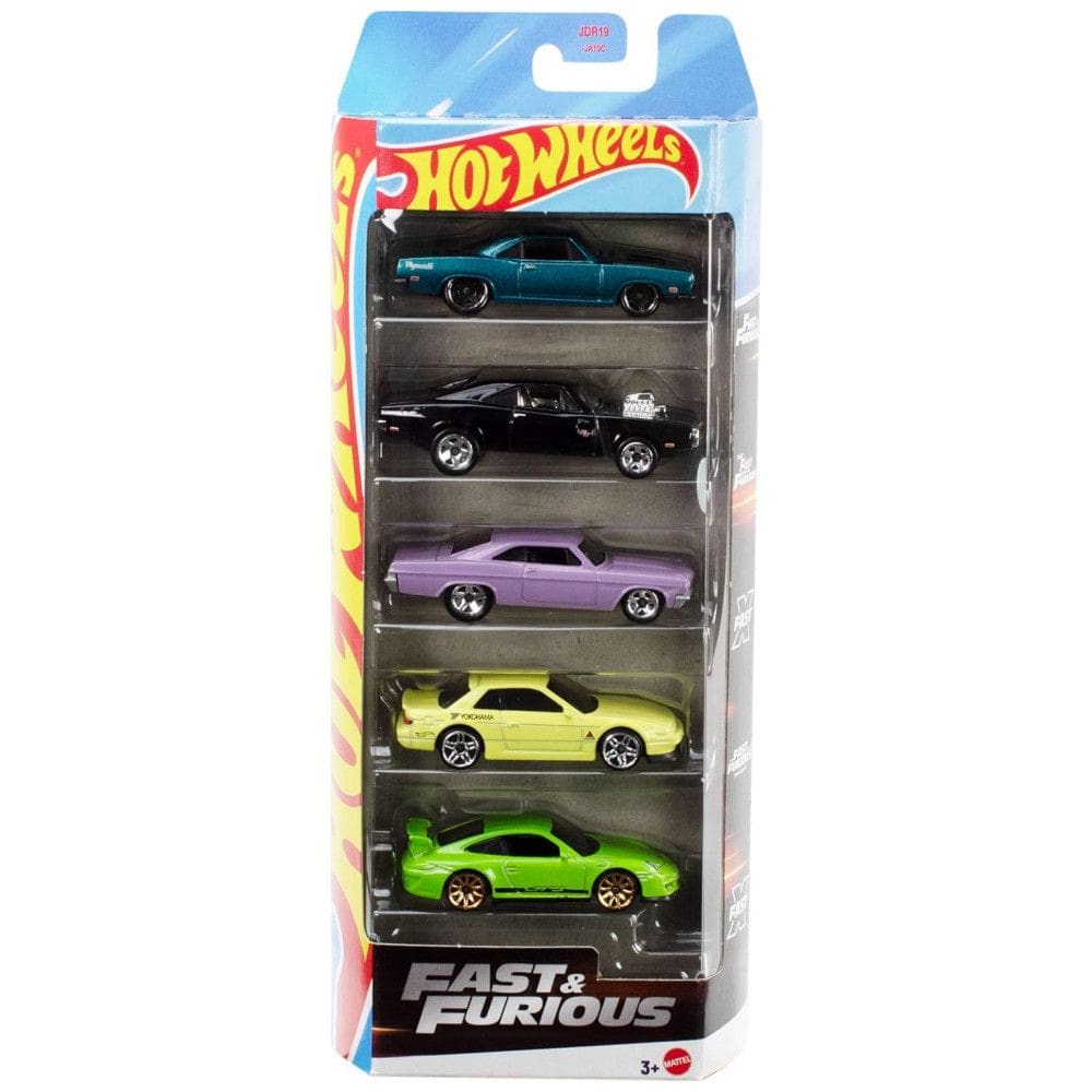 Carrinhos de Brinquedo Hot Wheels Velozes e Furiosos, Conjunto com 5 Veículos em Escala 1:64 Inspirados nos Filmes Velozes e Furiosos