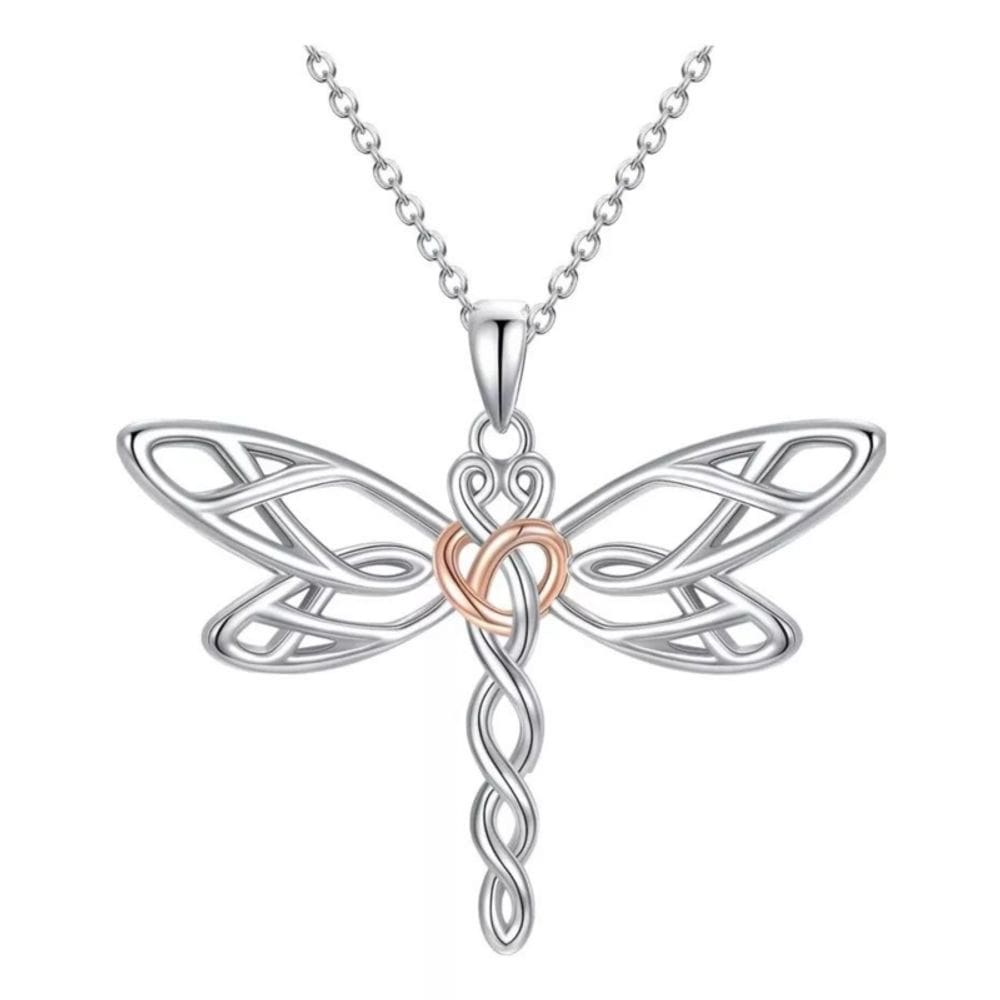 Colar S925 com pingente de libélula prateada para mulheres com caixa de presente