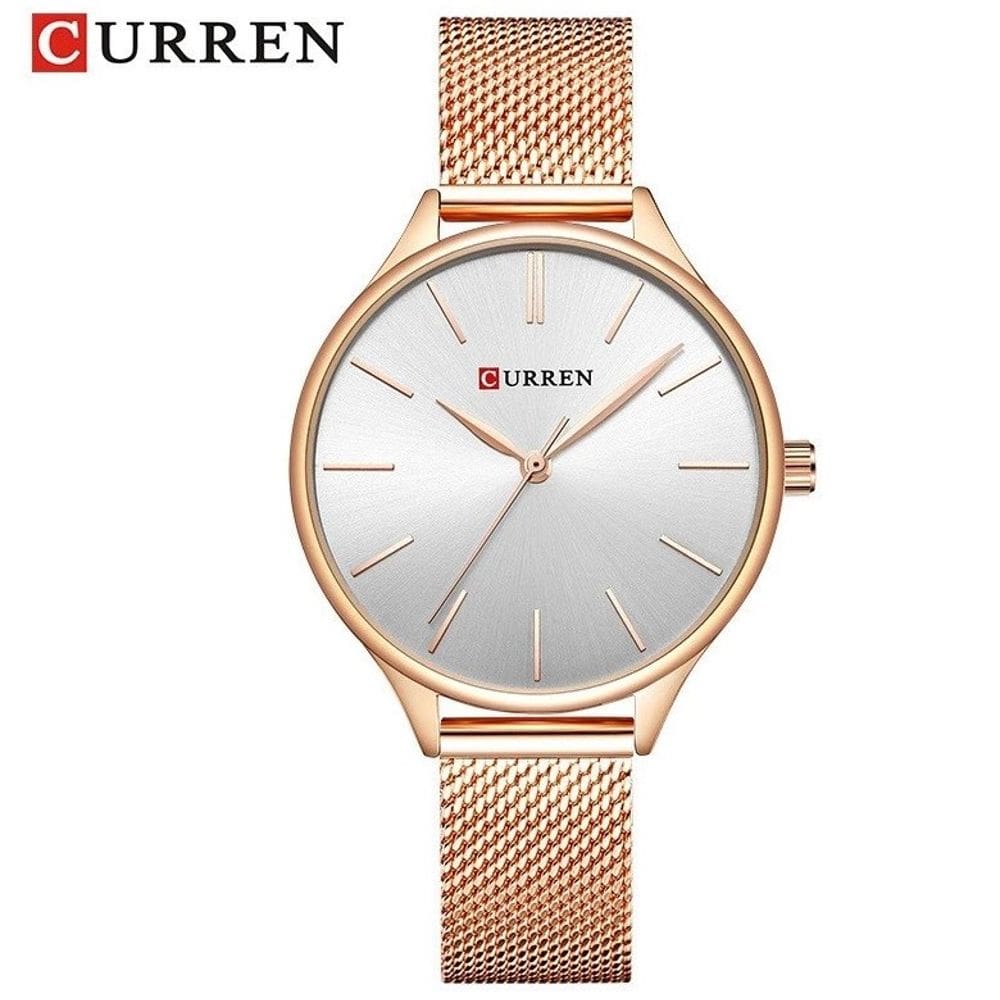 Relógio Feminino Curren 9024 Rosê/Prata Aço