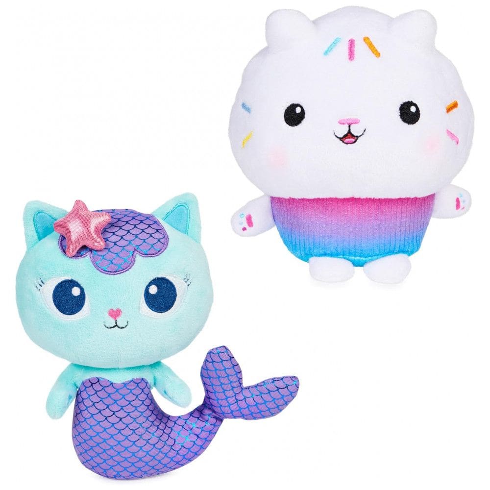 DREAMWORKS GABBY`S DOLLHOUSE: Conjunto de 2 Brinquedos de Pelúcia Purr-ific com Cakey Cat e Mercat - Para Crianças de 3 Anos ou Mais
