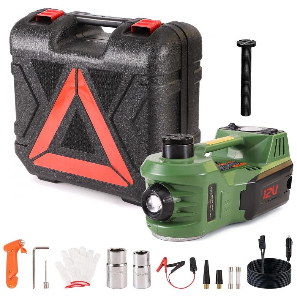 Macaco Elétrico Hidráulico Portátil EFFIROSO de 5 Toneladas 12V com Bomba Infladora de Pneus para Reparos de Emergência em Veículos