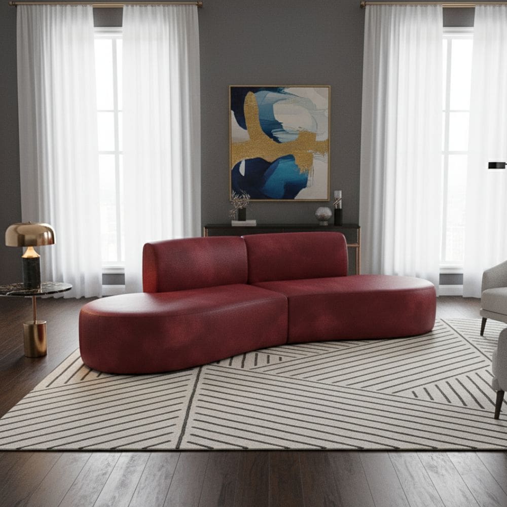 Sofá Orgânico Módulo Curvo Savana Corino Modena Vermelho - Montanari`s Decor