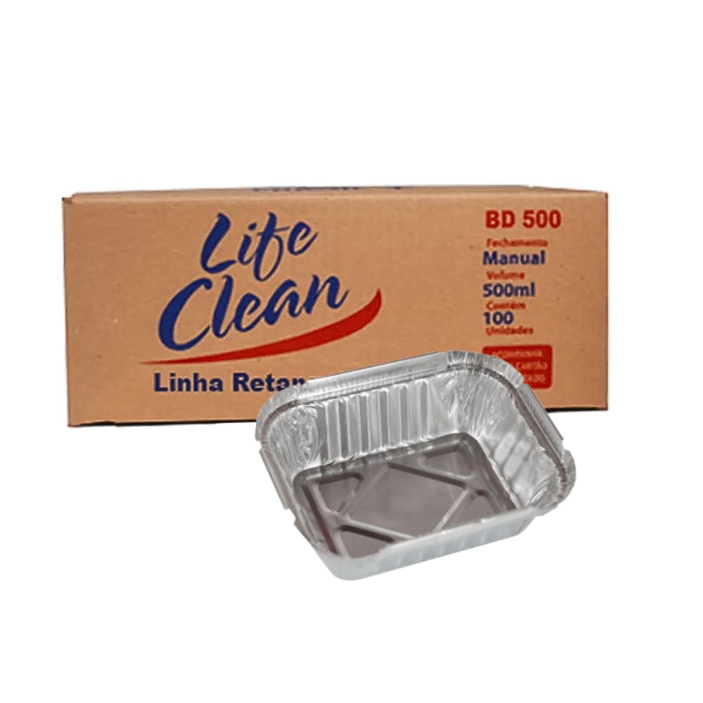 Marmitex de Alumínio 500ml com Tampa 100un Life Clean