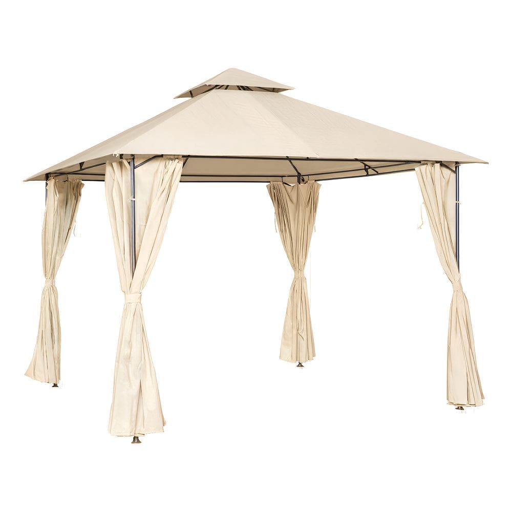 Gazebo Em Aco Com Cortinas Em Poliester 3x3m - Tenda Ventura Bege