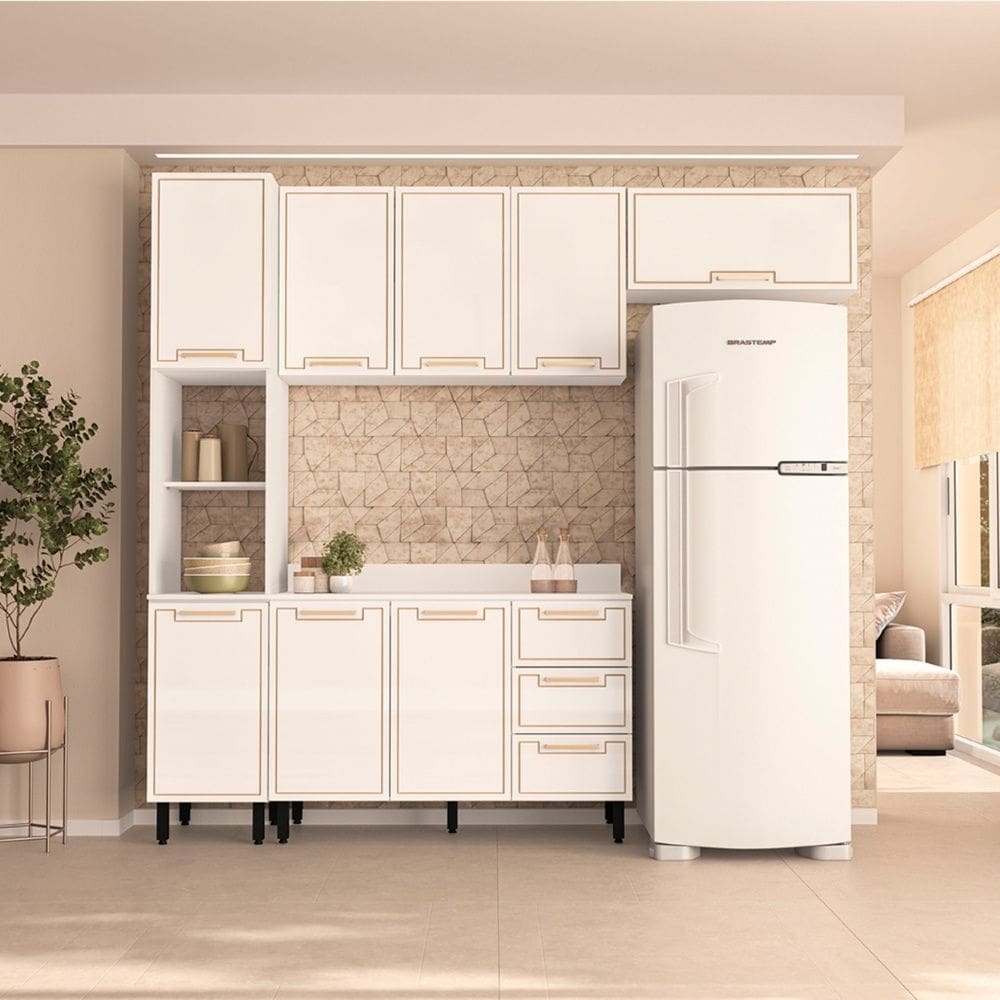 Cozinha Compacta 250090 4 Peças Amara Branco Politorno Móveis