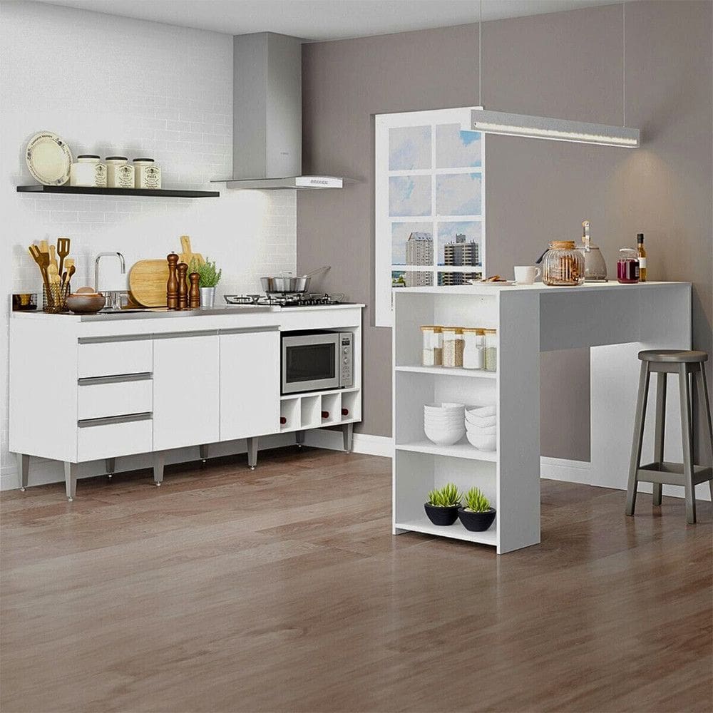 Kit Cozinha Balcao para Pia Cooktop Bancada Ilha MDP 2035 Menu Moveis