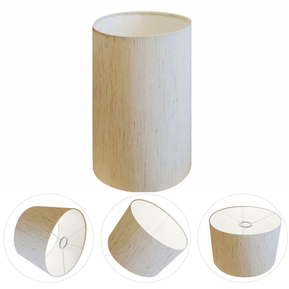 Cúpula Abajur Cilíndrica Cp-7002 Ø13x30cm Linho Bege