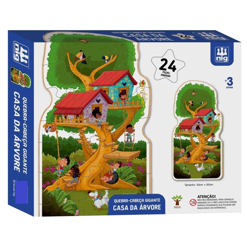 Quebra Cabeça Gigante Casa Da Árvore 24 Peças em Madeira - Nig 0445