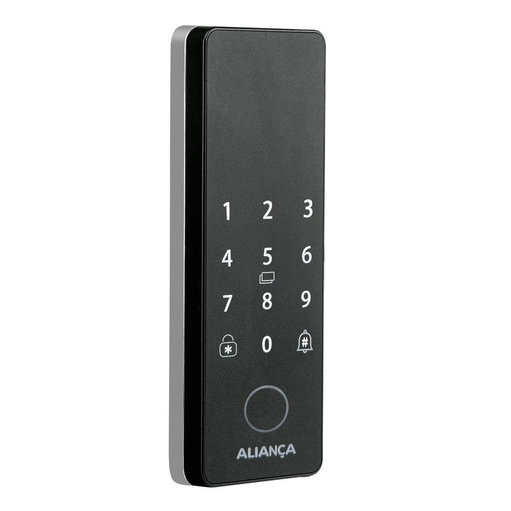 Fechadura Digital Iris Plus sobrepor para Porta de Vidro Preto Fosco Aliança