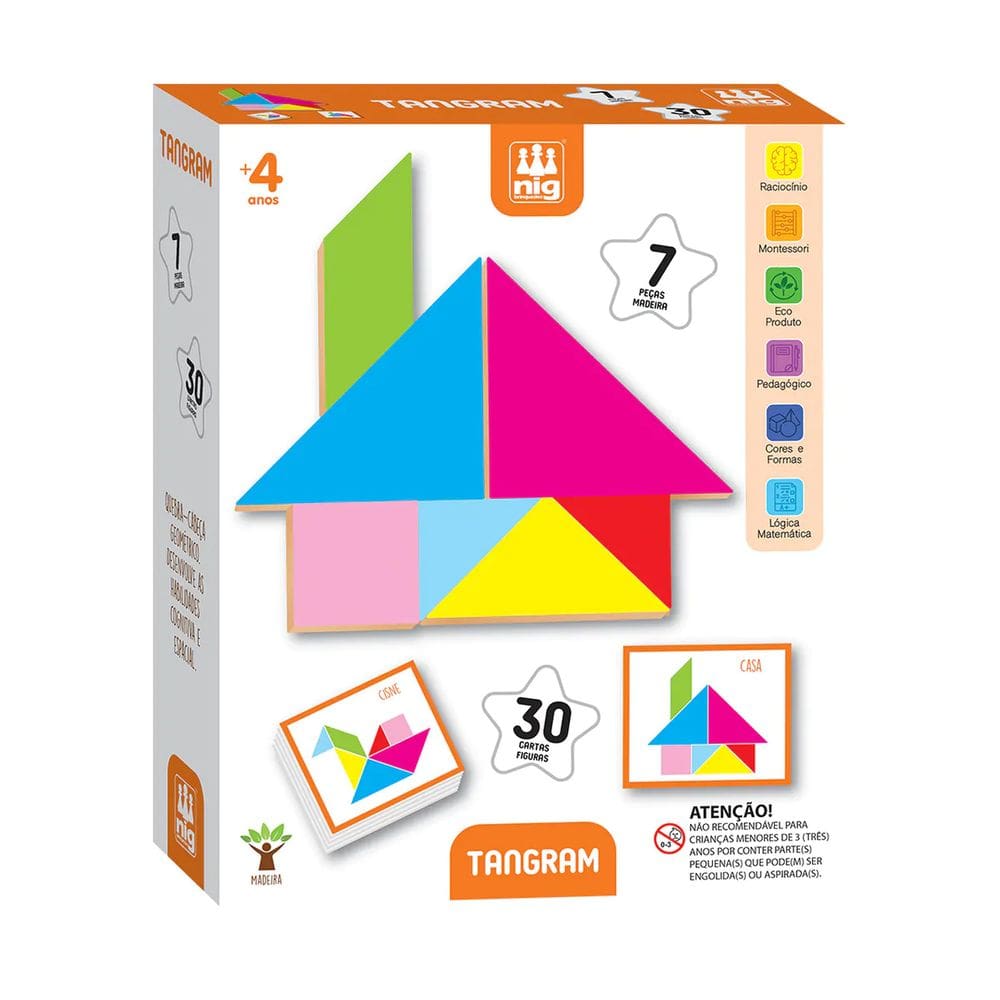Quebra Cabeça Tangram Geométrico Em Madeira - Nig 0447