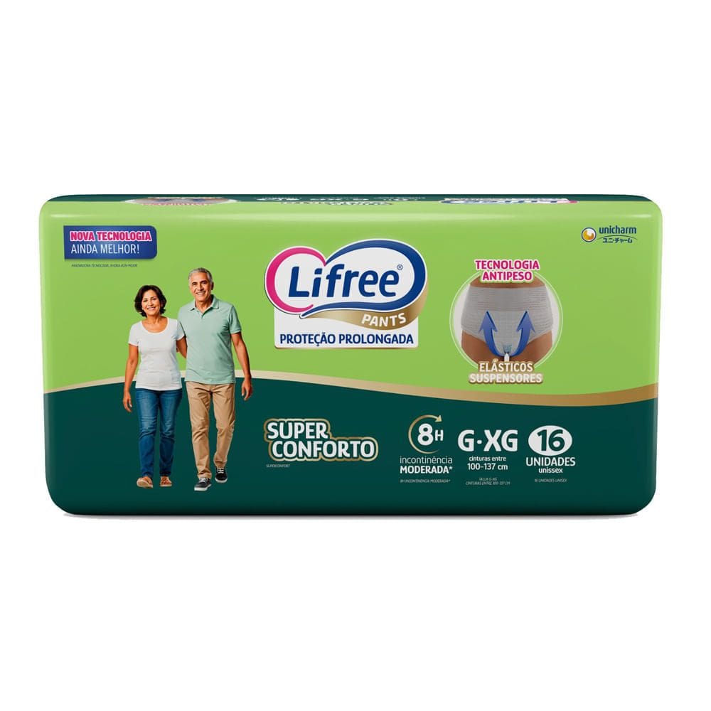 Roupa Íntima Lifree Pants Proteção Prolongada Super Conforto Tamanho G/XG Unissex 16 Unidades
