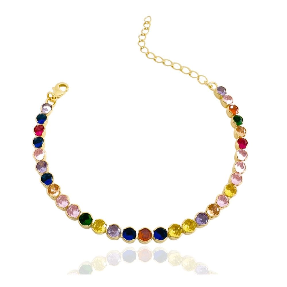 Pulseira Riviera Redonda Colors Banhada a Ouro