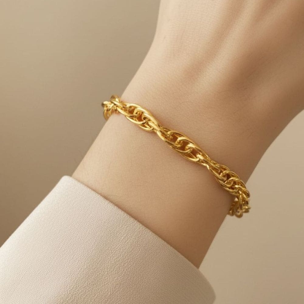 Pulseira Elos Interligados Banhada a Ouro
