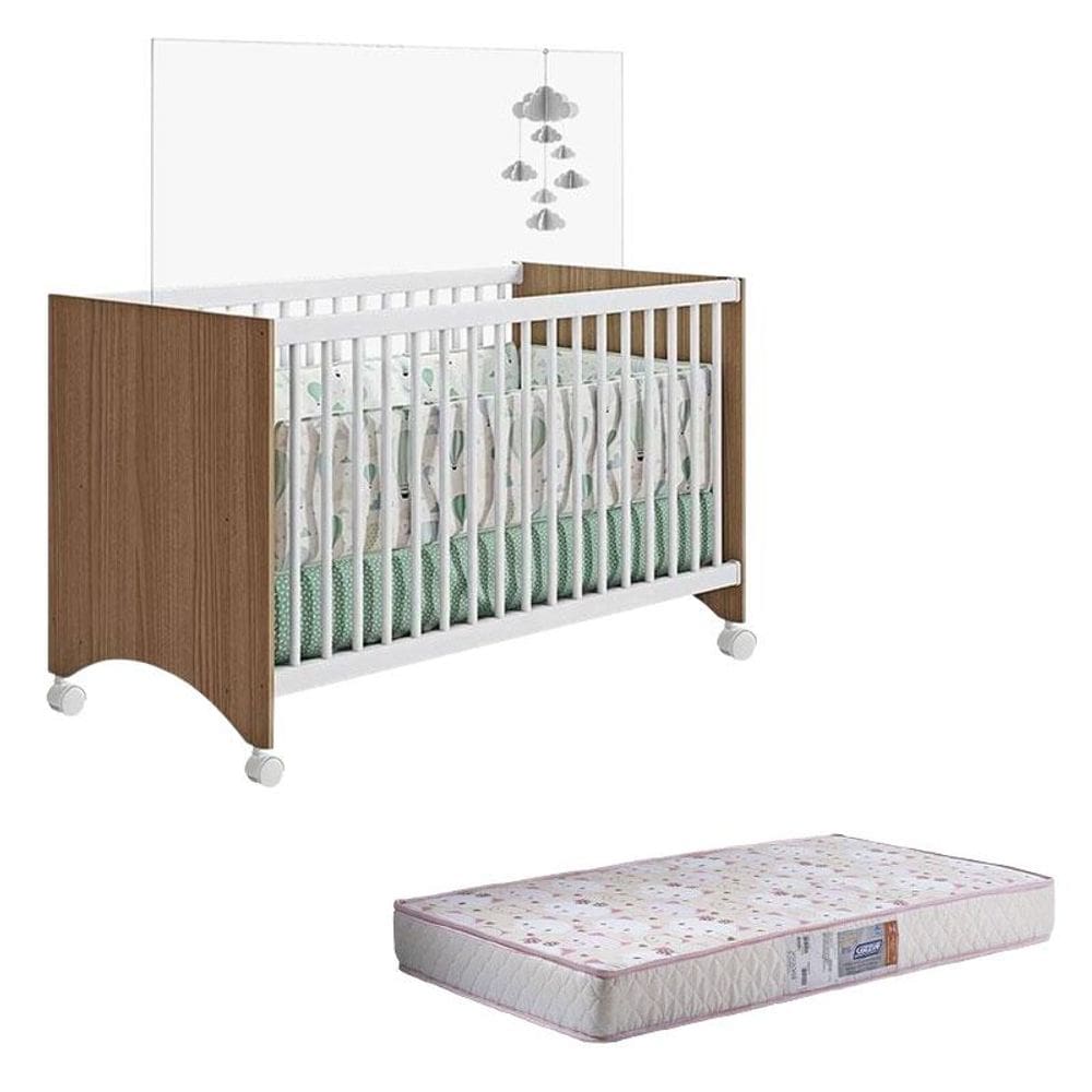 Berço Nacional Gutti Amadeirado Acetinado com Colchão Gazin - Móveis Estrela