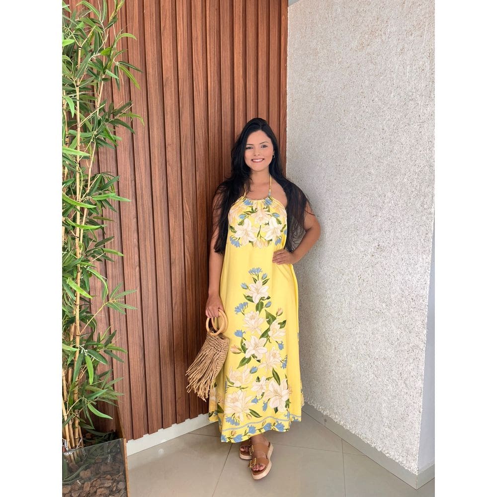 Vestido Longo Estampado Frente Unica