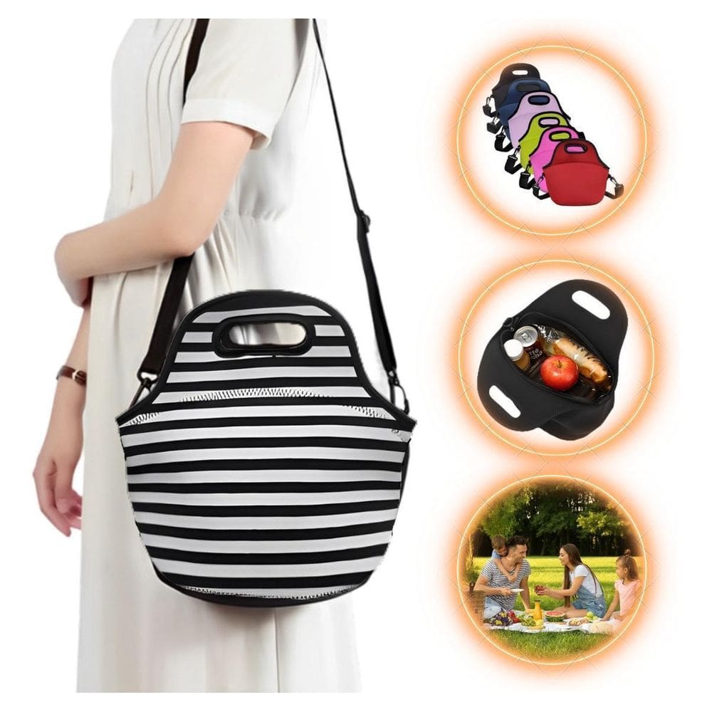 Bolsa Lancheira Térmica Neoprene Adulto Infantil Listrada
