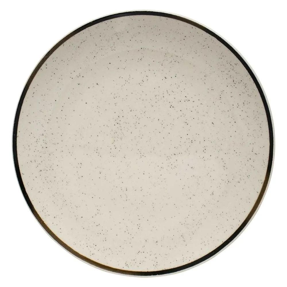 Prato Raso Cerâmica Unni Brisa Oxford Rustico Decorado 26Cm