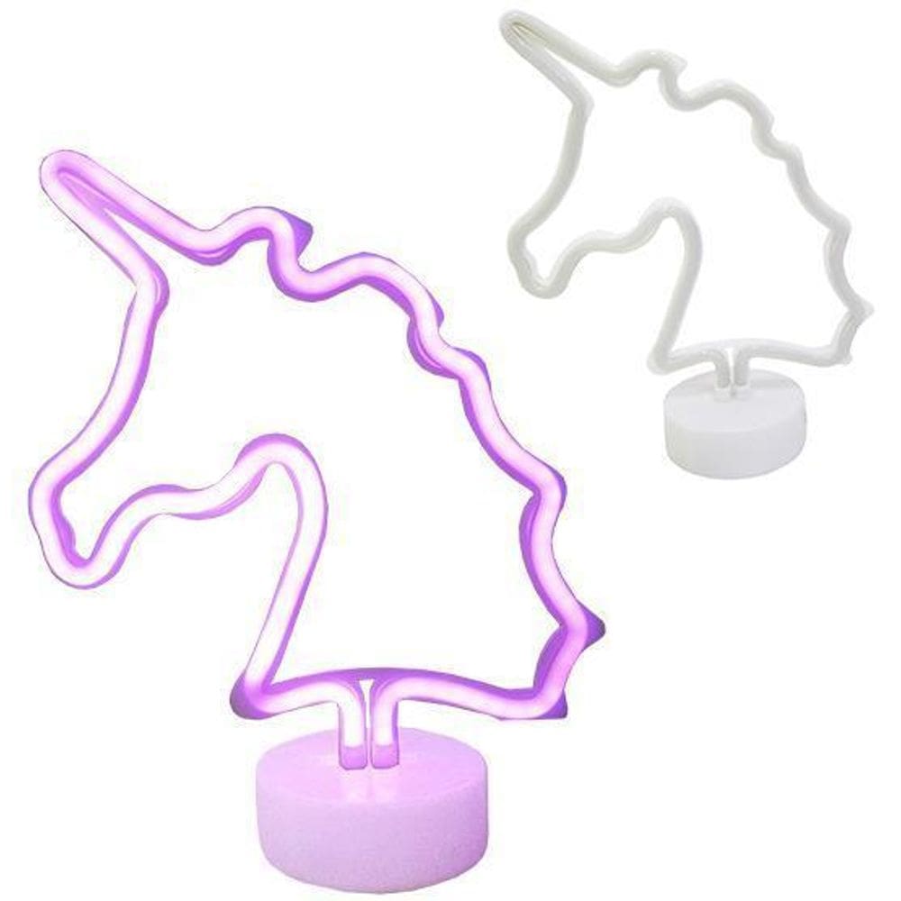 Luminaria Neon Unicornio Plastico Rosa Base A Pilha 31X24Cm