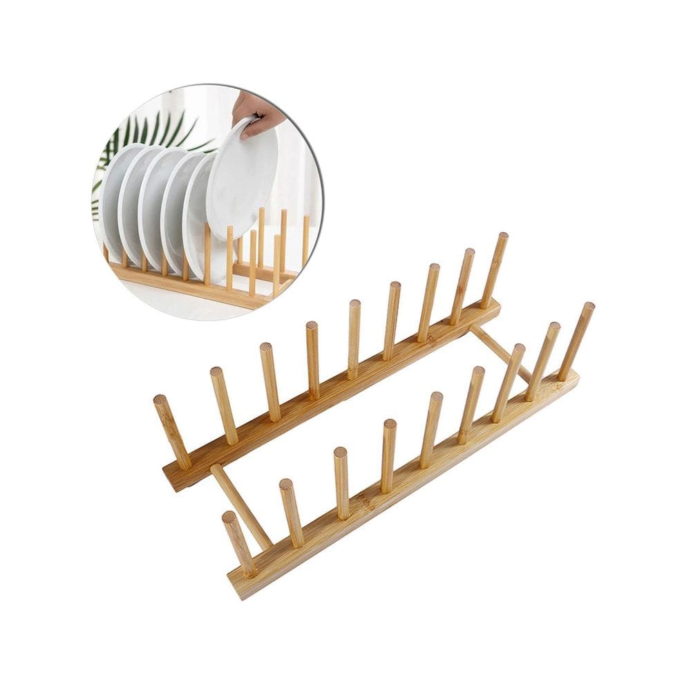 Escorredor Secador De Pratos De Bambu Para 8 Pratos