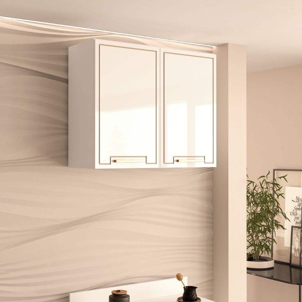 Armário Aéreo 80cm 2 portas Amara Branco Politorno Móveis