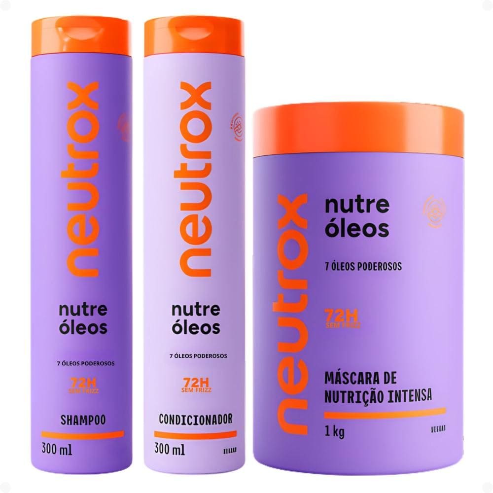 Kit Neutrox Nutre Óleos: Shampoo, Condicionador 300ml e Máscara Capilar 1kg