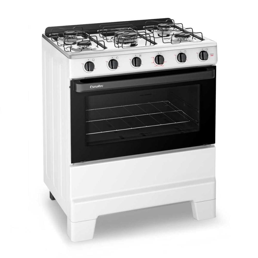 Fogão a Gás 5 Bocas Ideal Pop Branco Mesa Inox F5ISB - Esmaltec