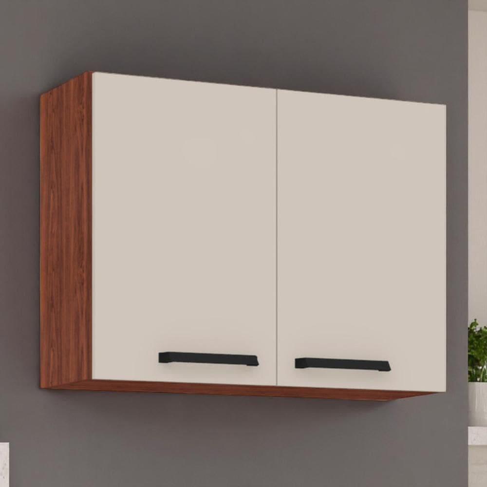 Armário 2 portas 800 Ametista Nogueira Off White