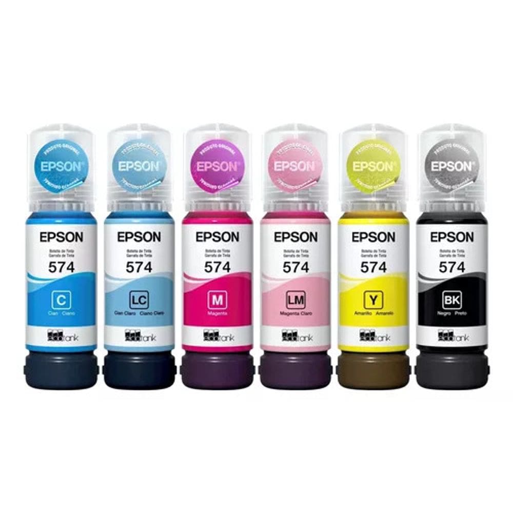 Kit 6 Cores Epson Tinta 574 T574 Para L8050 L18050 NOVA LACRADA!! Vencimento 12/2028
