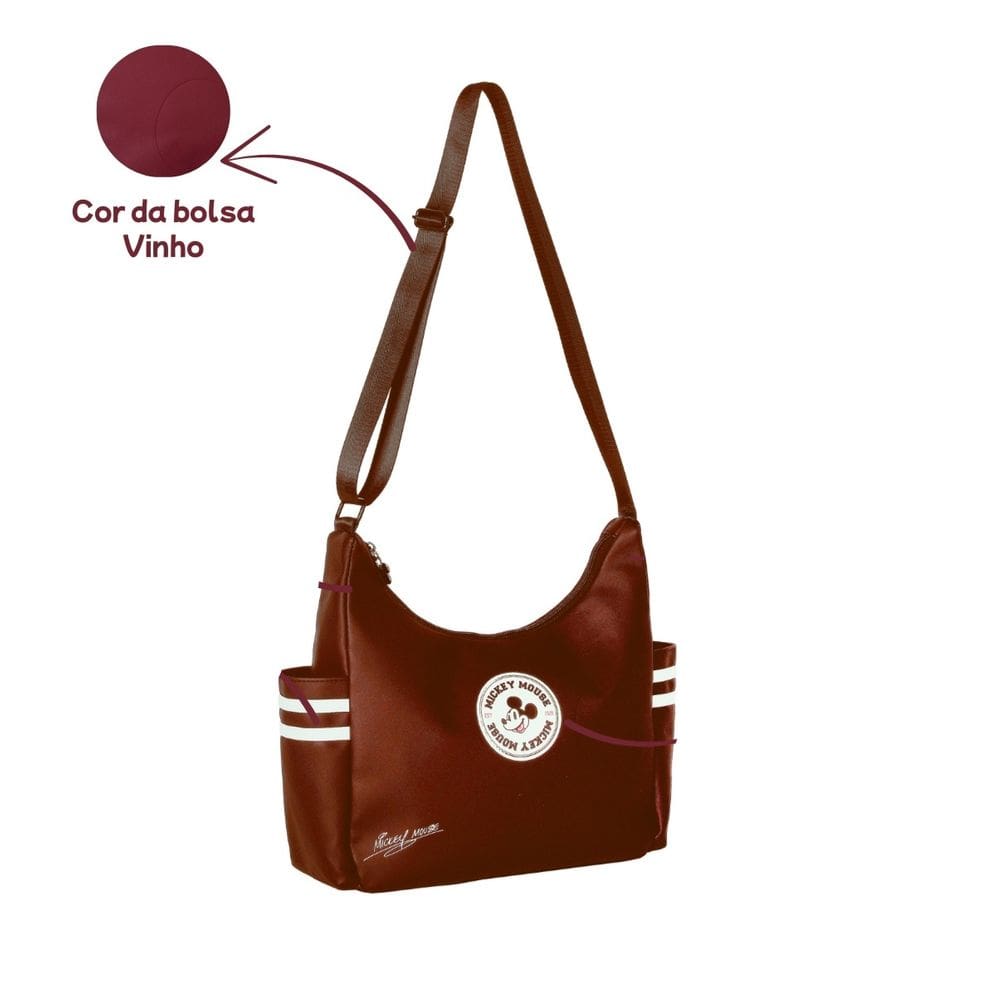 Bolsa Hobo Média Mickey Mouse Sport College Moderna Urbano