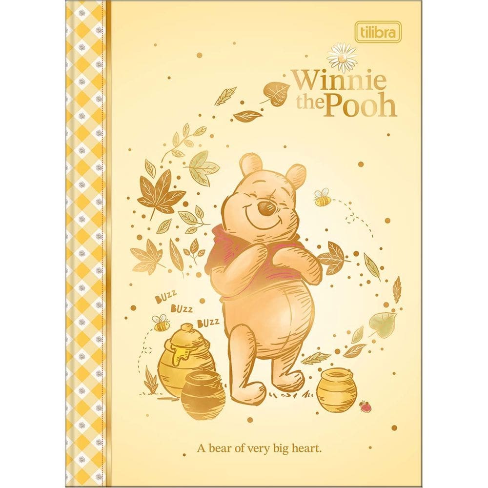 Caderno Colegial Brochura Capa Dura Ursinho Pooh Folhas Decoradas Super Fofo 80 Folhas - Tilibra