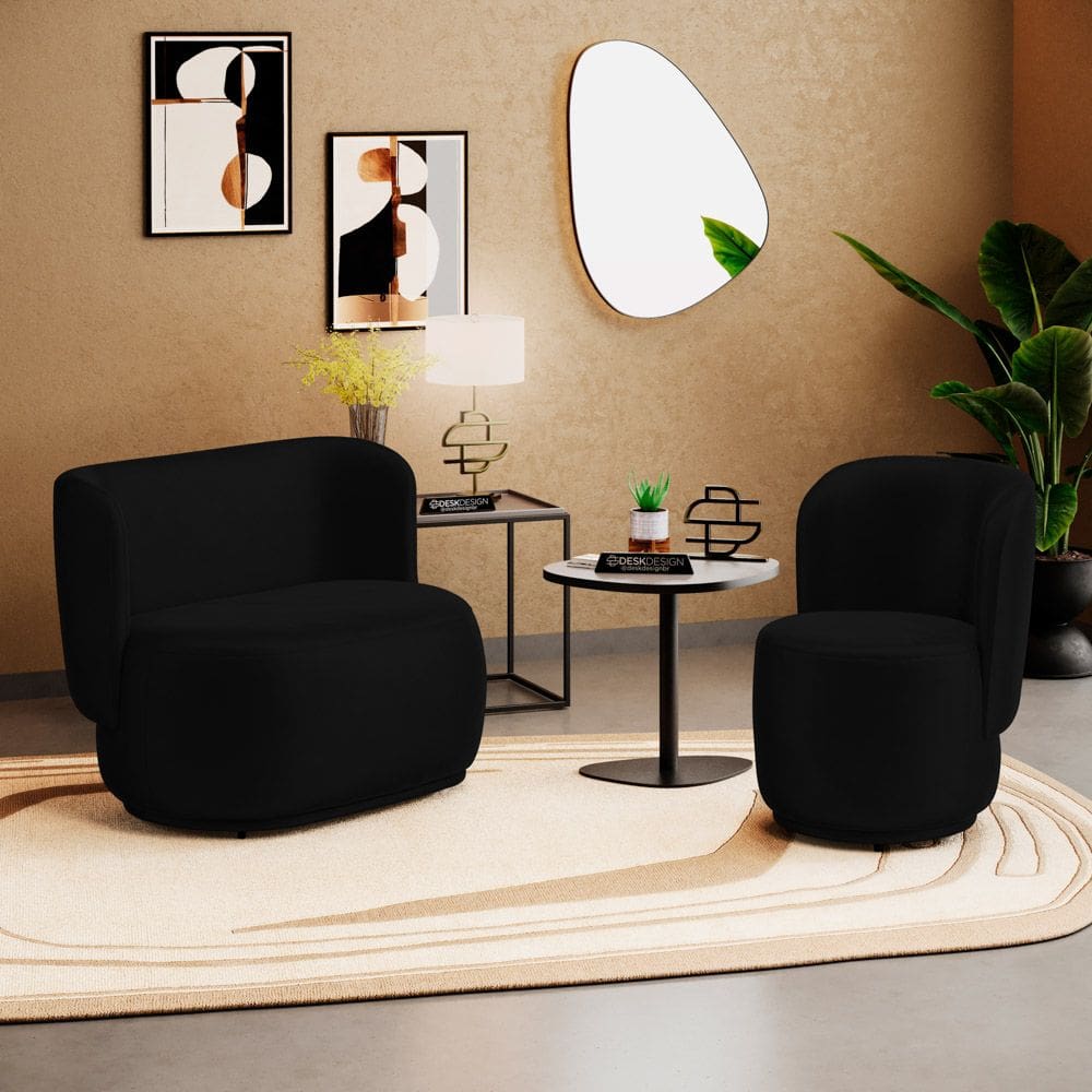 Poltrona e Namoradeira Orgânica Molly Couríssimo Preto - Desk Design