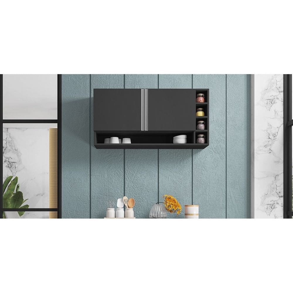 Armário Aéreo Multiuso Vanessa 105cm Cinza 2 Portas - AJL Móveis