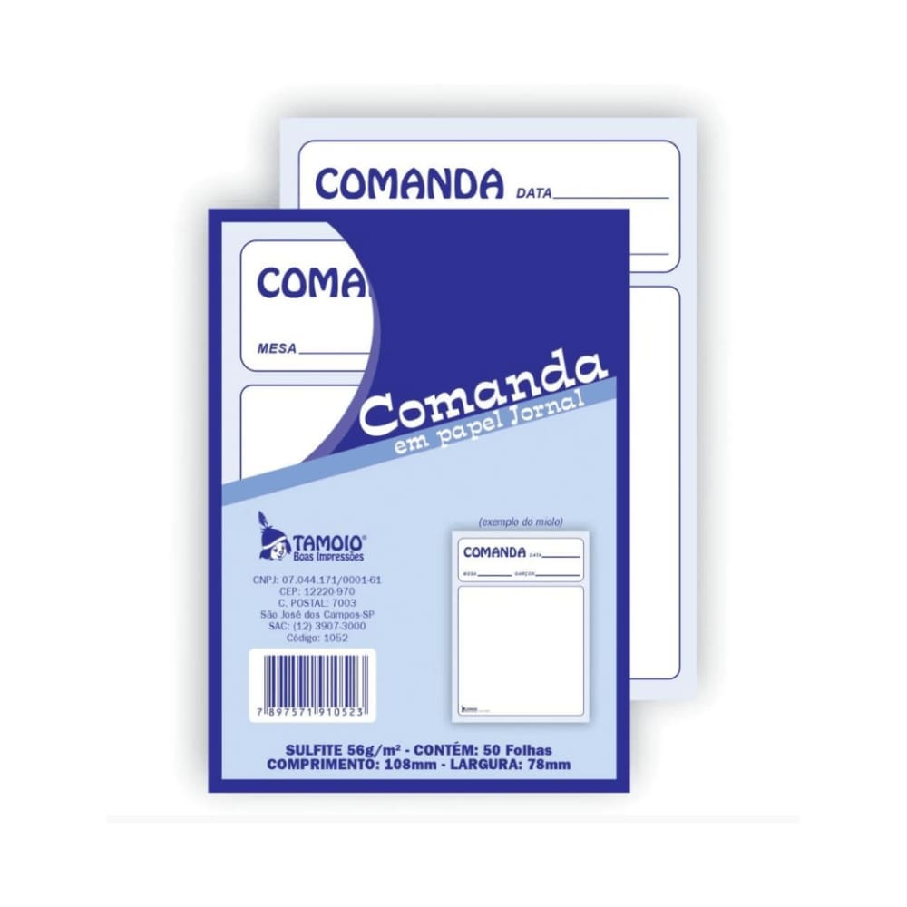 Comanda Papel Jornal 20 unidades com 50 Folhas Tamoio