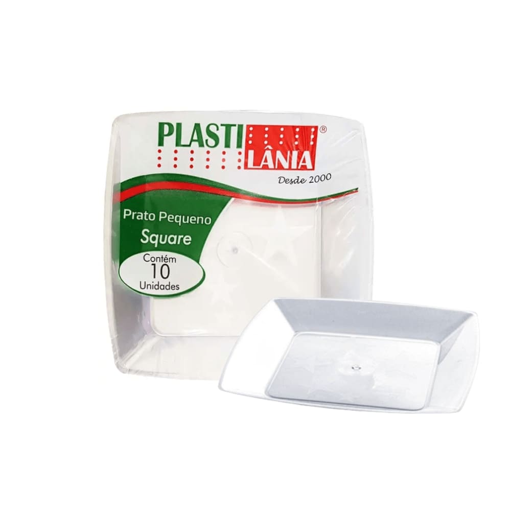 Prato Quadrado Cristal Pequeno com 10 Unidades Plastilânia