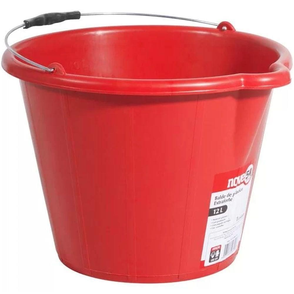 Balde Plástico Extra-reforçado Vermelho 12 Litros - - Nove 54