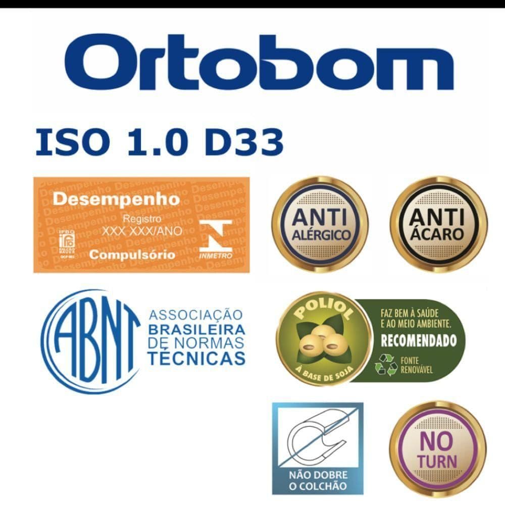 Colchão De Espuma Casal Misto Iso 100 D33 138x188x18cm - 1040406519 - Ortobom Colchao Misto Iso 100 D33 Casal 138x188x18