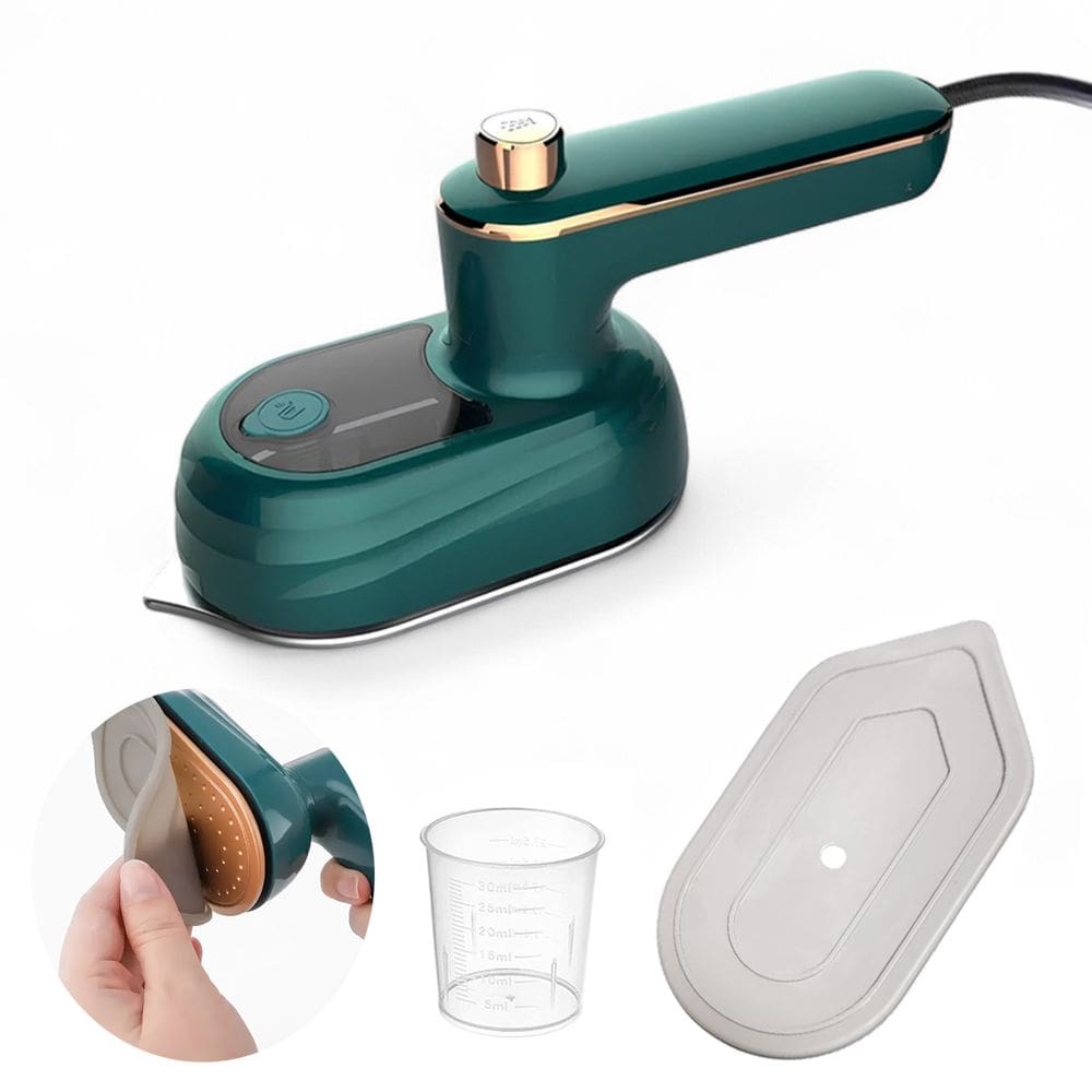Mini Ferro de Passar Portátil 220v a Vapor e Seco Compacto Cor Verde