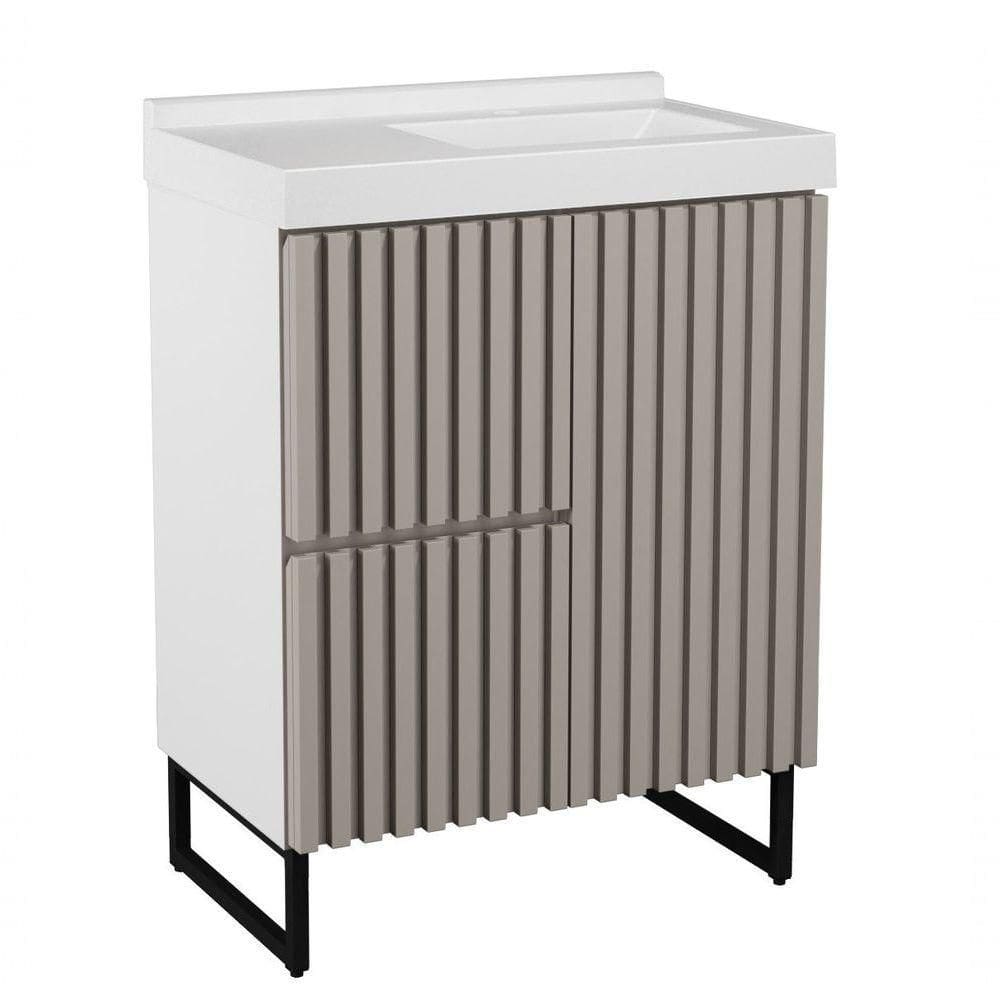 Gabinete Para Banheiro Com Pé Ferrara 66 Cm Branco/jequitiba