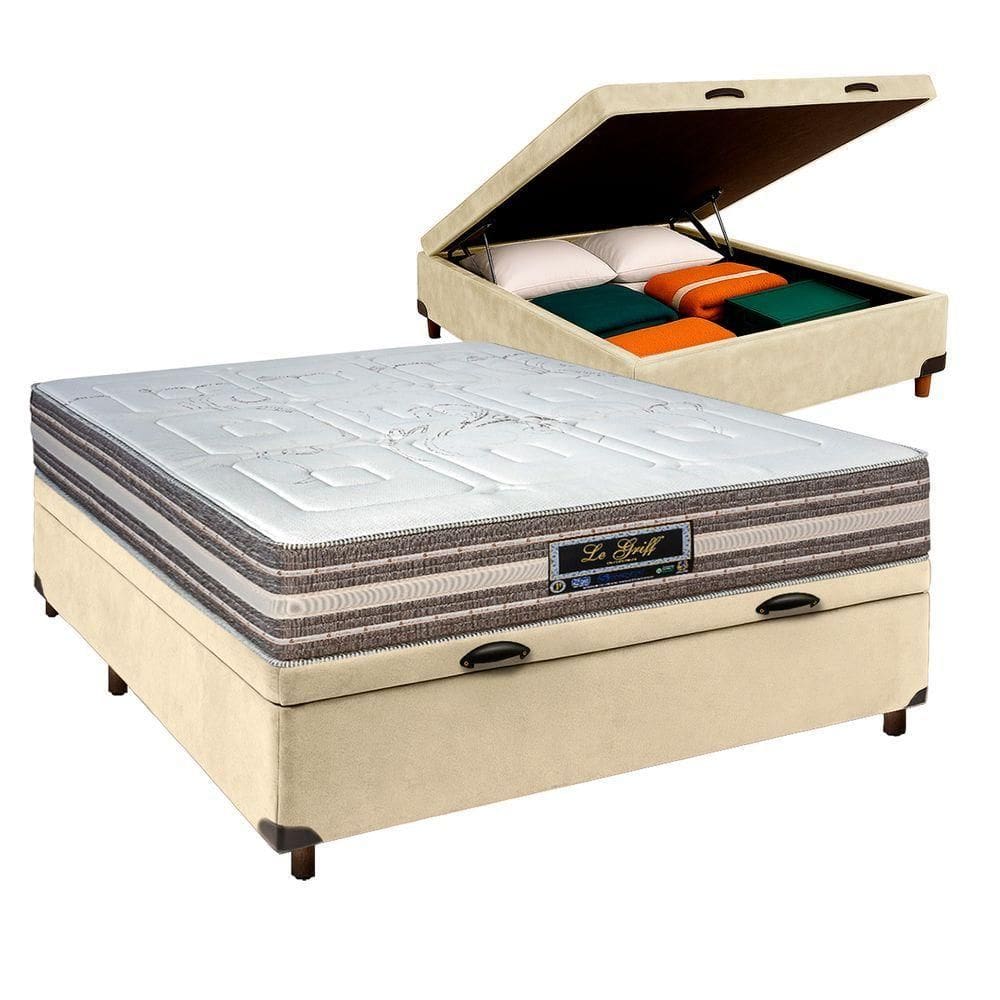 Cama Box Bau + Colchão Casal Molas Ensacadas Legriff Sankonfort