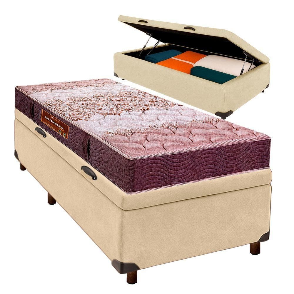 Cama + Bau Blindado E Colchão D26 Solteiro - Ortophedic Sankonfort