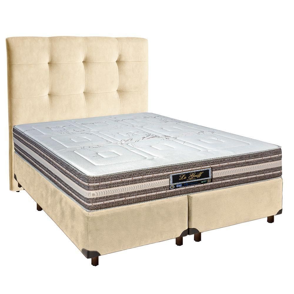 Cama Box + Colchão Casal Molas Ensacadas Legriff Sankonfort + Cabeceira Estofada