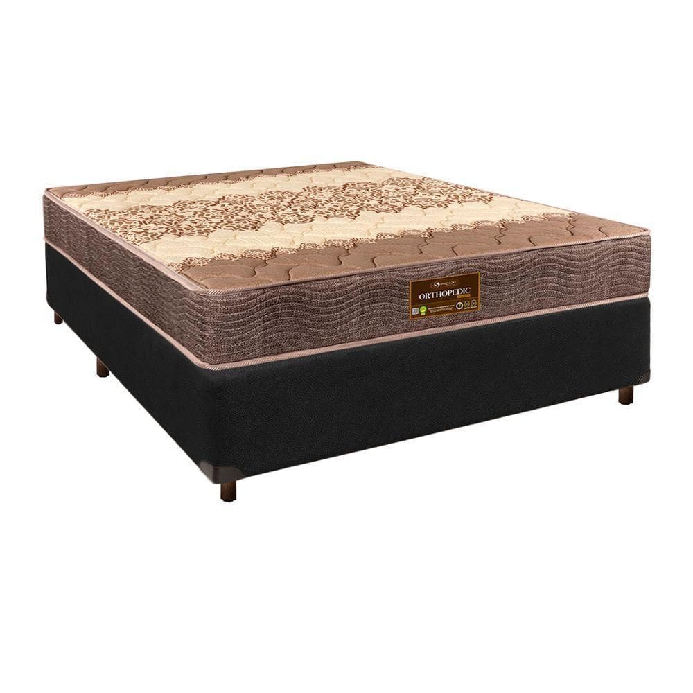 Conjunto Cama Box Preto Casal + Colchão D26 Ortophedic Sankonfort