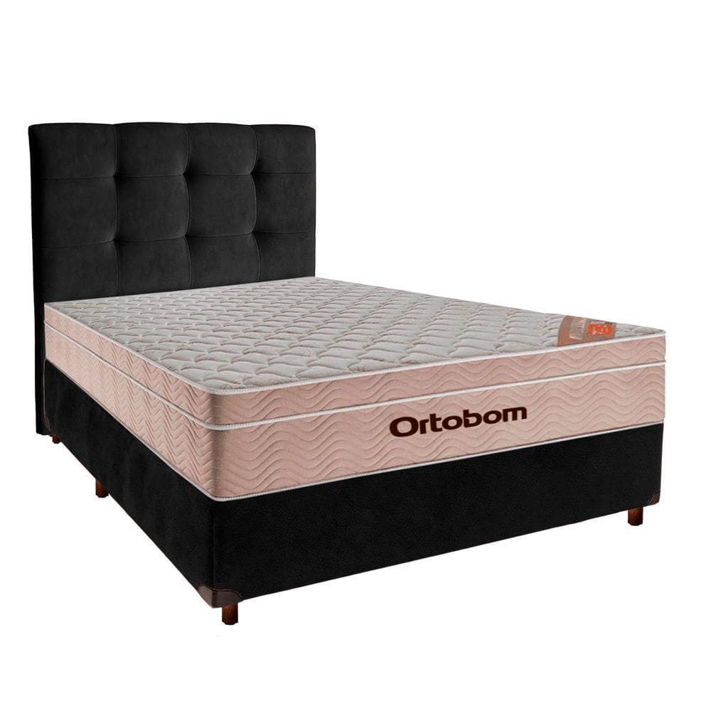 Cama + Box Blindado E Colchão Ortobom Molas Ensacadas Casal - Airtech + Cabeceira