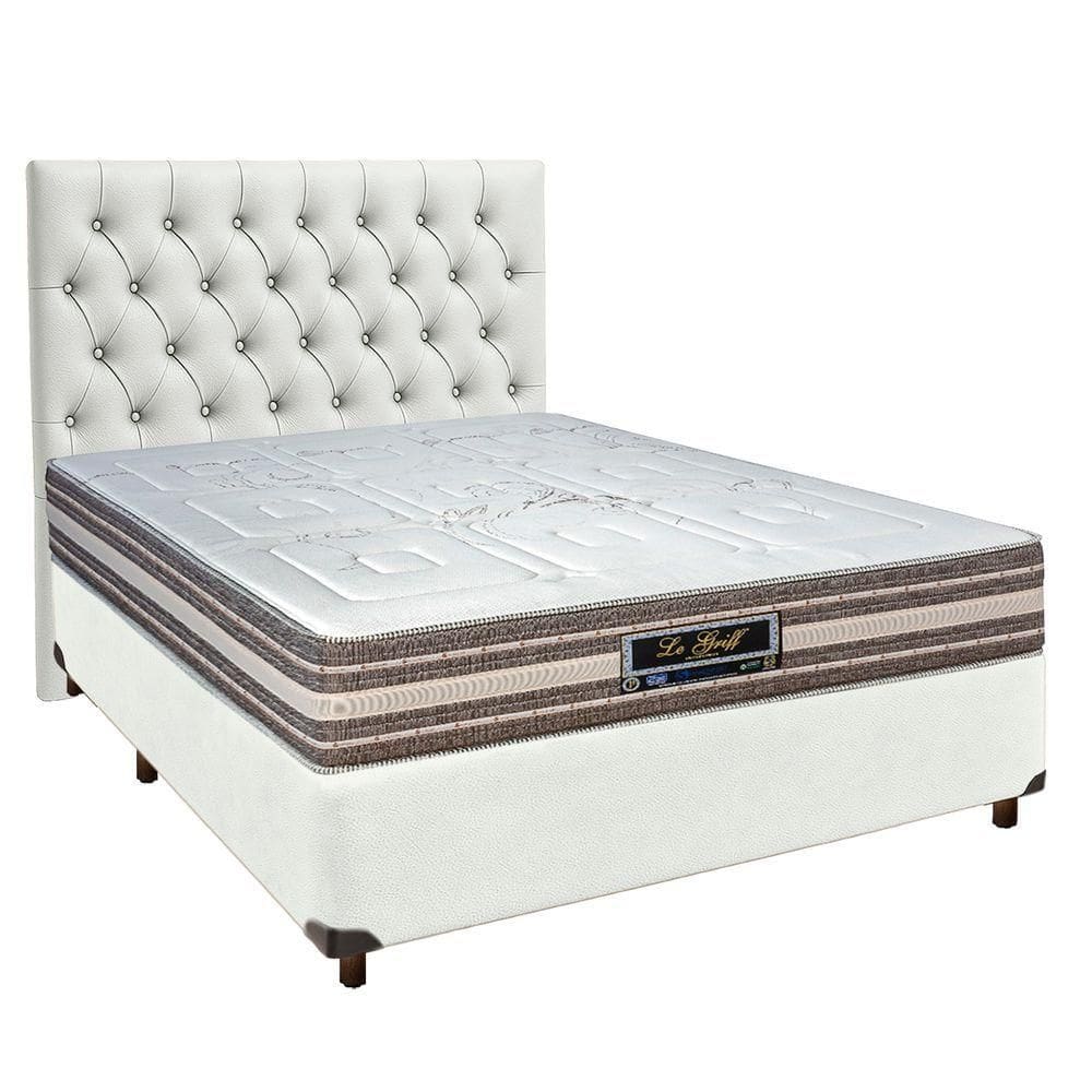 Kit Cabeceira + Cama Box + Colchão Casal Molas Ensacadas Legriff Sankonfort