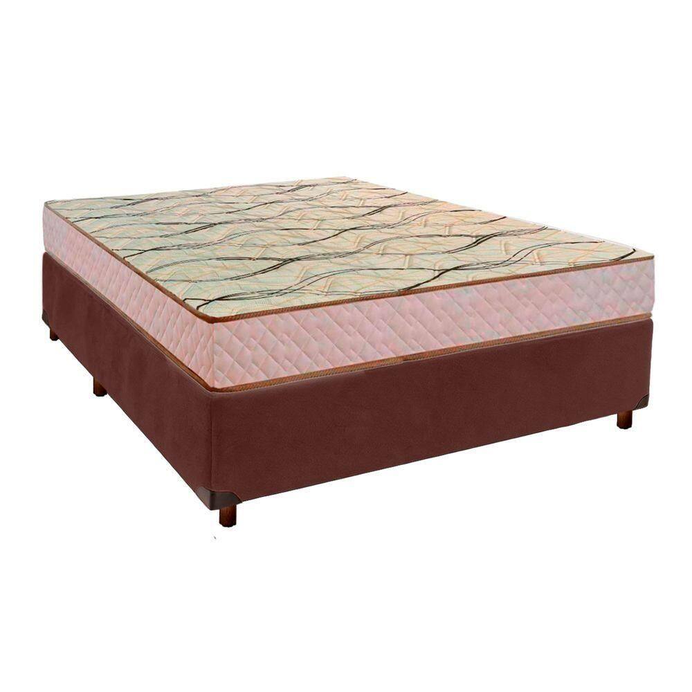 Cama Box Marrom Casal + Colchão D33 Maxsono Paropas