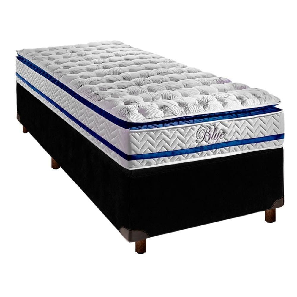 Cama Box + Colchão Solteiro Molas Ensacadas Blue Paropas
