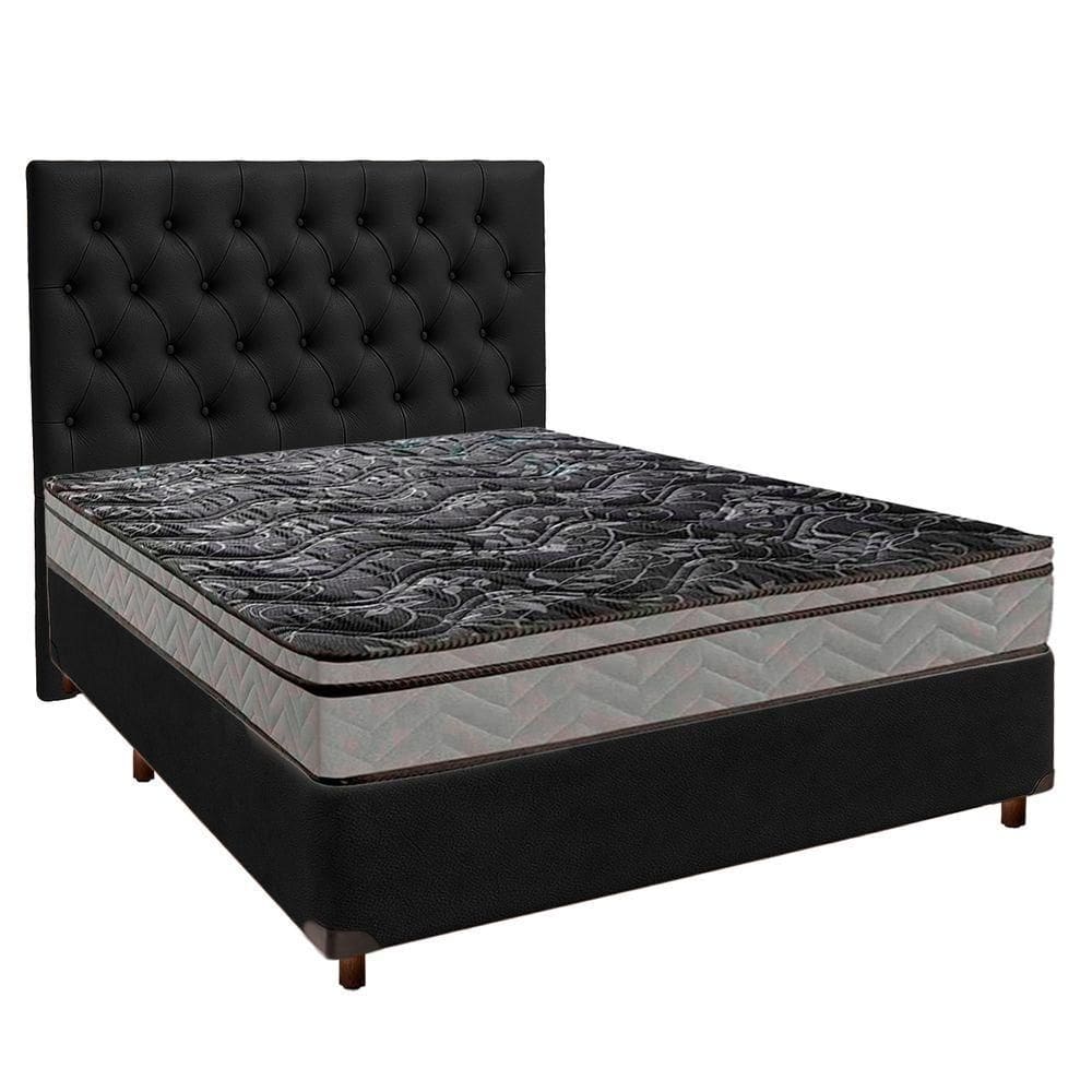 Cama Box + Colchão Casal D28 Conforto Paropas + Cabeceira Estofada