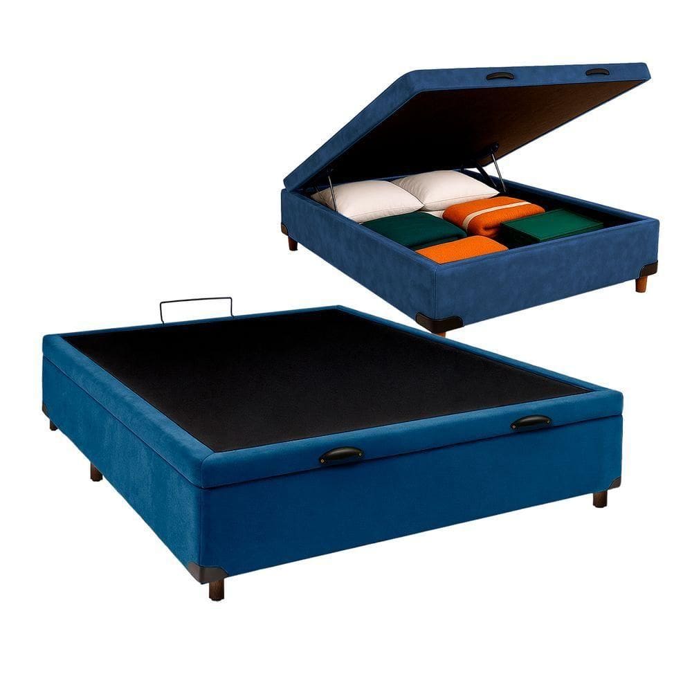 Cama Box Baú Casal Azul Nature 138x188